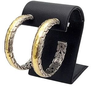 John Hardy Palu Collection Sterling Silver and 22k Gold hoop earrings